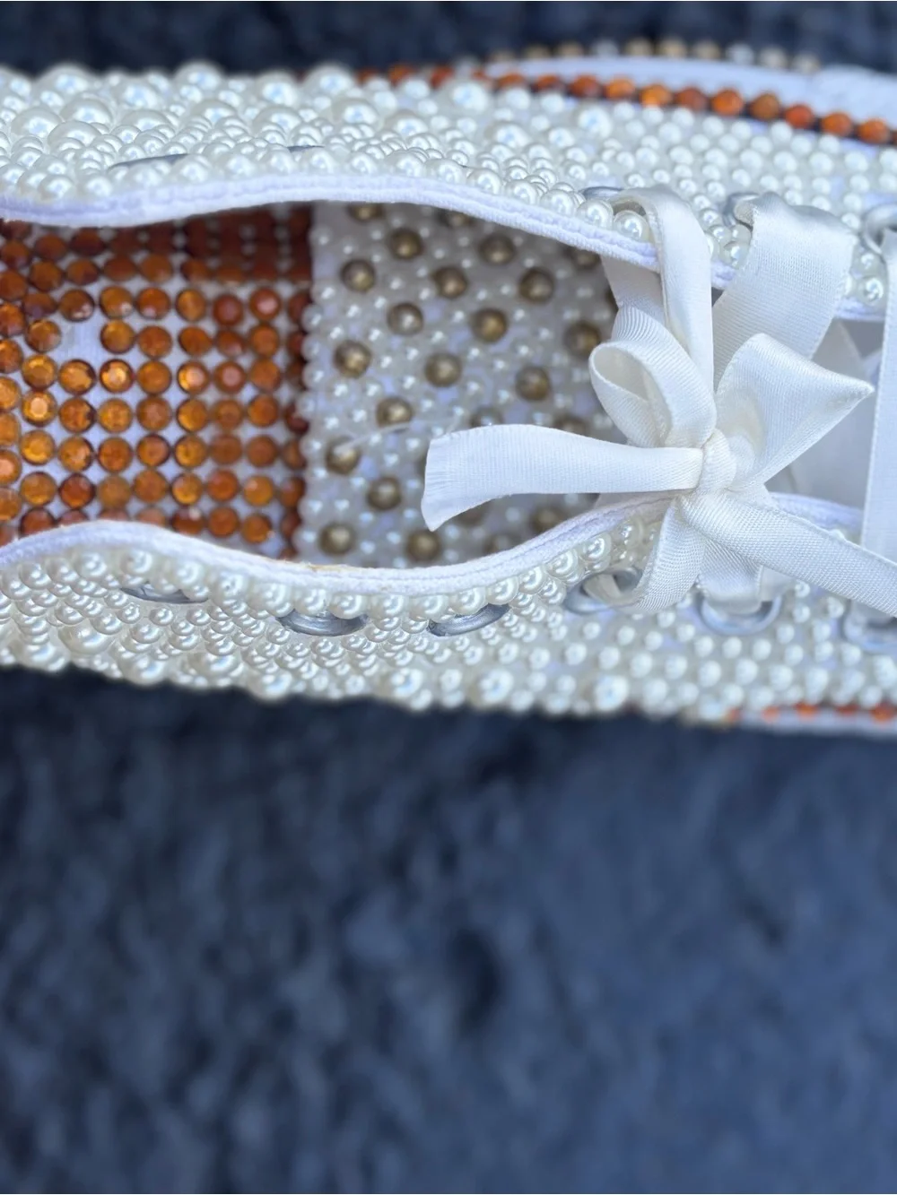 Converse Custom Pearl Rhinestone Glam Sneakers